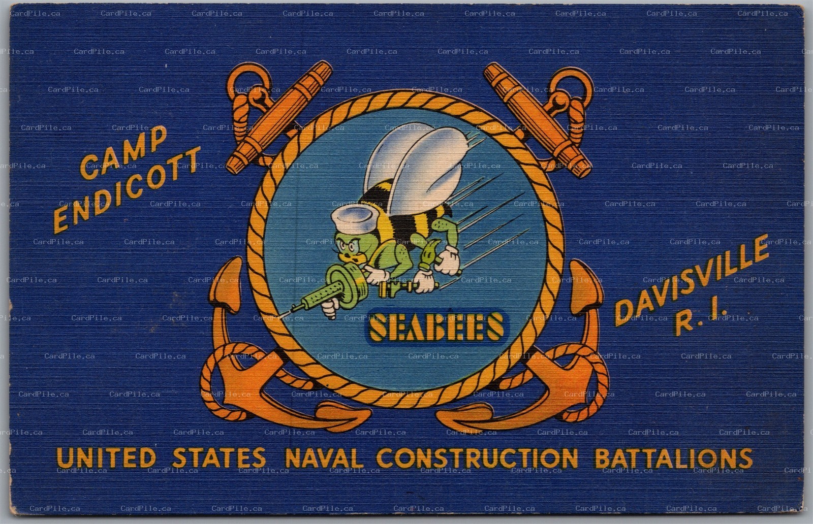 Postcard Davisville Rhode Island Camp Endicott Seabees Naval Construction WWII