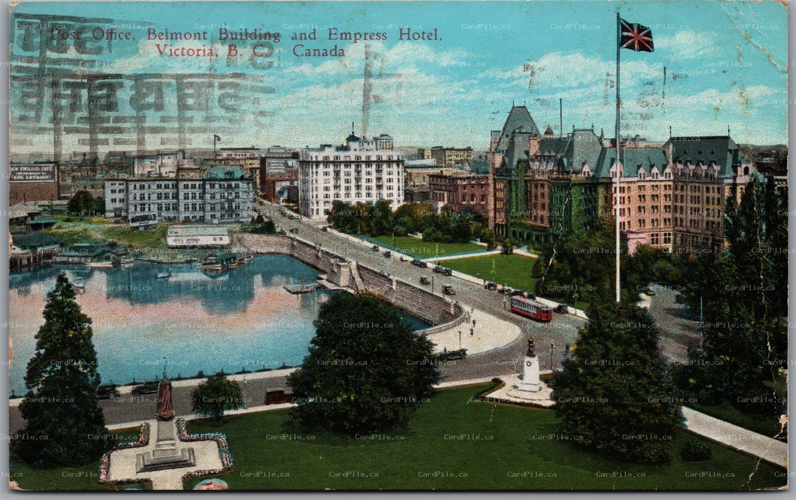 Postcard Victoria British Columbia c1933 Post Office Belmont Empress Hotel