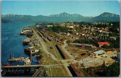 Postcard Prince Rupert British Columbia c1955 Harbour CNR Terminus Aerial View