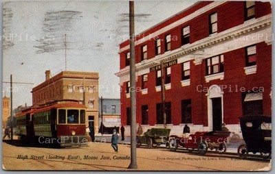 Postcard Moose Jaw Saskatchewan c1915 High Street Looking East