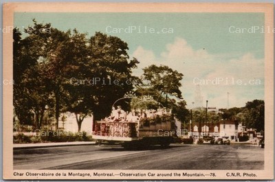 Postcard Montreal Quebec Char Observatoire Montagne Observation Car