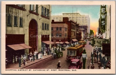 Postcard Montreal Quebec Shopping District St. Catherine St. West