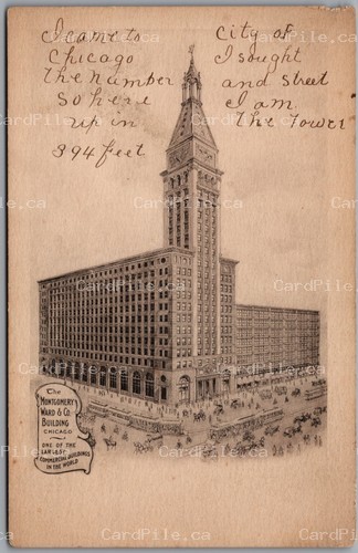 Postcard Chicago Illinois c1905 Montgomery Ward & Co. Building The Tower *as is*