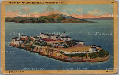 Postcard San Francisco California 1947 The Rock Alcatraz Island Federal Prison