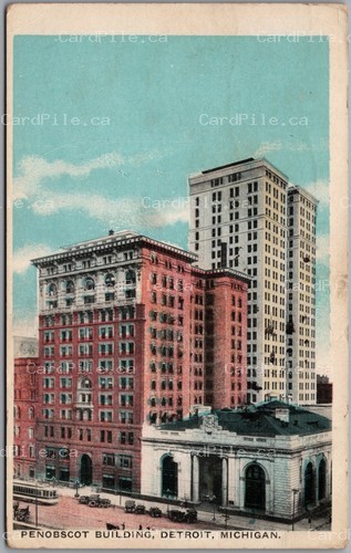 Postcard Detroit Michigan 1917 Penobscot Building to London Ontario