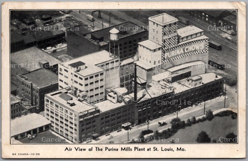 Postcard St. Louis Missouri 1936 Air View Purina Mills Plant