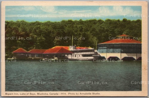 Postcard Lake of Bays Ontario c1952 Muskoka Bigwin Inn Steamer Camp Kwasind