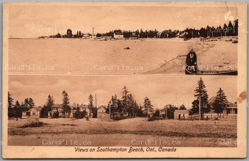 Postcard Southampton Ontario c1910s Dual Views on Southampton Beach Bruce County
