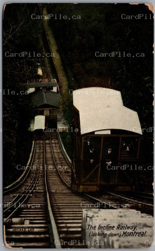 Postcard Montreal Quebec 1912 The Incline Railway Looking Down Split Ring Cancel