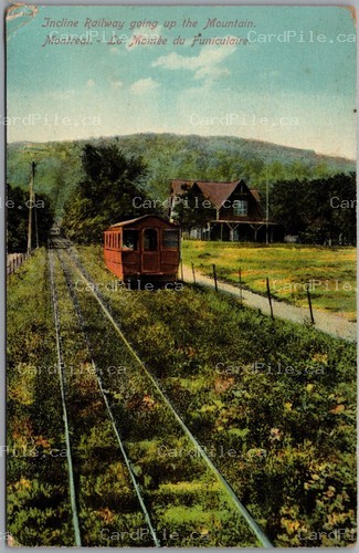 Postcard Montreal Quebec c1910 Incline Railway Funicular Going Up The Mountain
