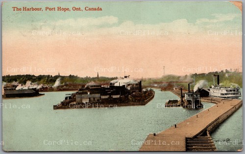 Postcard Port Hope Ontario c1910 The Harbour Ships Durham Region