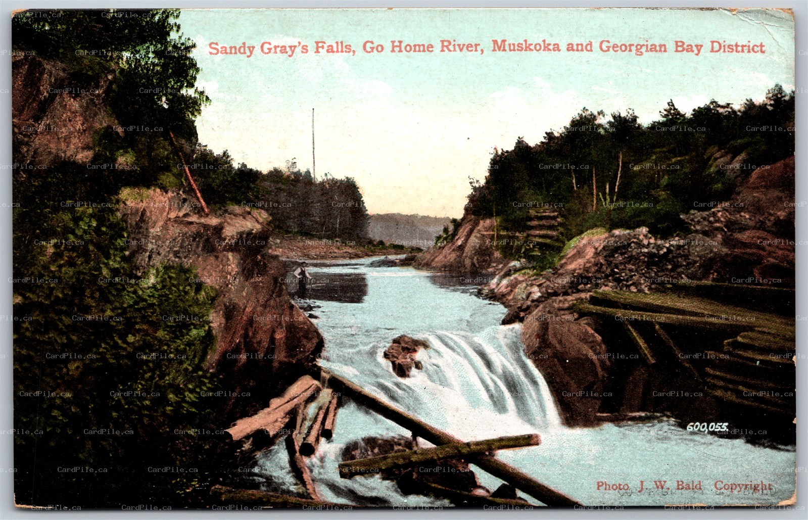 Postcard Georgian Bay c1910s Sandy Grays Falls Go Home River by J. W. Bald
