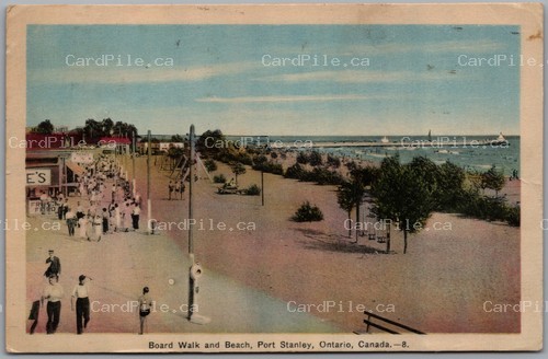 Postcard Port Stanley Ontario 1968 Board Walk and Beach Elgin County