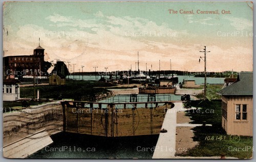 Postcard Cornwall Ontario c1909 The Canal Waterway Locks