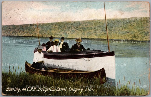 Postcard Calgary Alberta c1905 Boating on C.P.R. Irrigation Canal *as is*