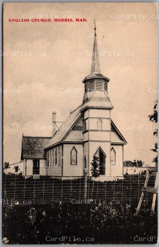 Postcard Morris Manitoba c1910s English Church