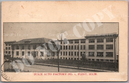 Postcard Flint Michigan c1908 Buick Auto Factory No. 1
