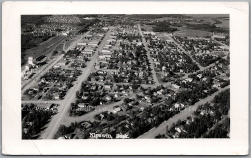 Postcard RPPC Nipawin Saskatchewan c1940s Aerial View
