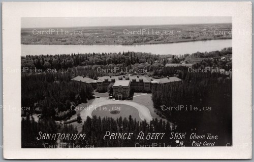 Postcard RPPC Prince Albert Saskatchewan Sanatorium Aerial View by Charm Tone