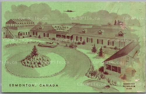 Postcard Edmonton Alberta c1940s Airlines Hotel 55 Rooms Airport *as is*