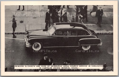 Postcard Vancouver BC Princess Elizabeth Duke Edinburgh Leave Church Service