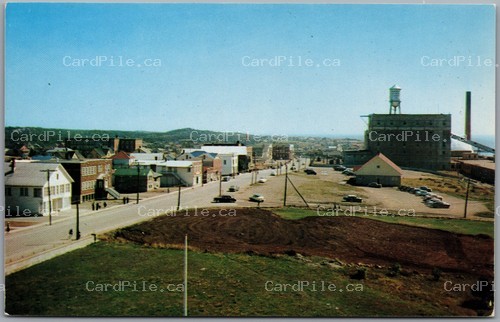 Postcard Chandler Quebec c1955 Street View Pulp Plant Water Tower Old Cars