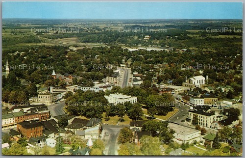 Postcard Goderich Ontario c1960s Aerial View The Square Court House Huron County