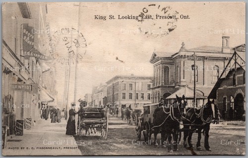 Postcard Prescott Ontario King St Split Ring Dalhousie Station Quebec Inkerman