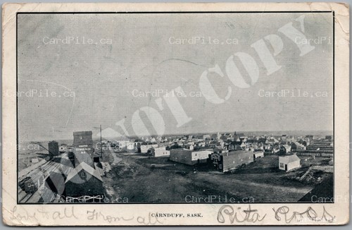 Postcard Carnduff Saskatchewan 1907 Birds Eye View Split Ring Assiniboia