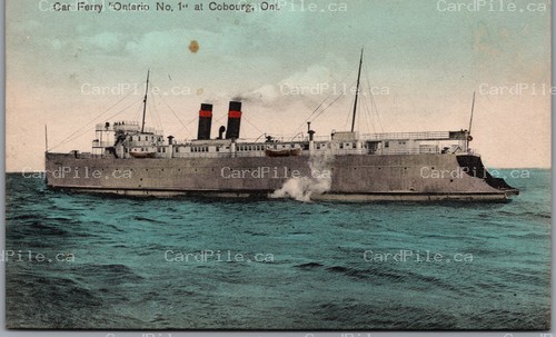 Postcard Cobourg Ontario 1909 Car Ferry Ontario No. 1 Split Ring to Cold Springs