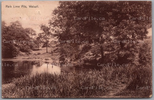 Postcard Walsall England c1908 Park Lime Pits Scenic Water View to Cobourg ONT
