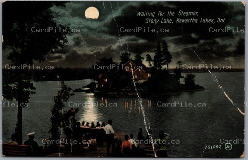Postcard Stony Lake Ontario c1908 Waiting for the Steamer Kawartha Lakes *as is*