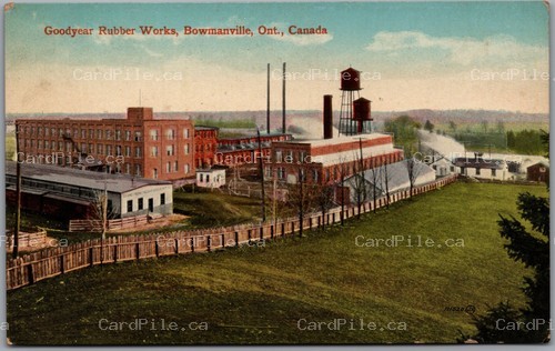 Postcard Bowmanville Ontario c1910s Goodyear Rubber Works Factory Grand Trunk