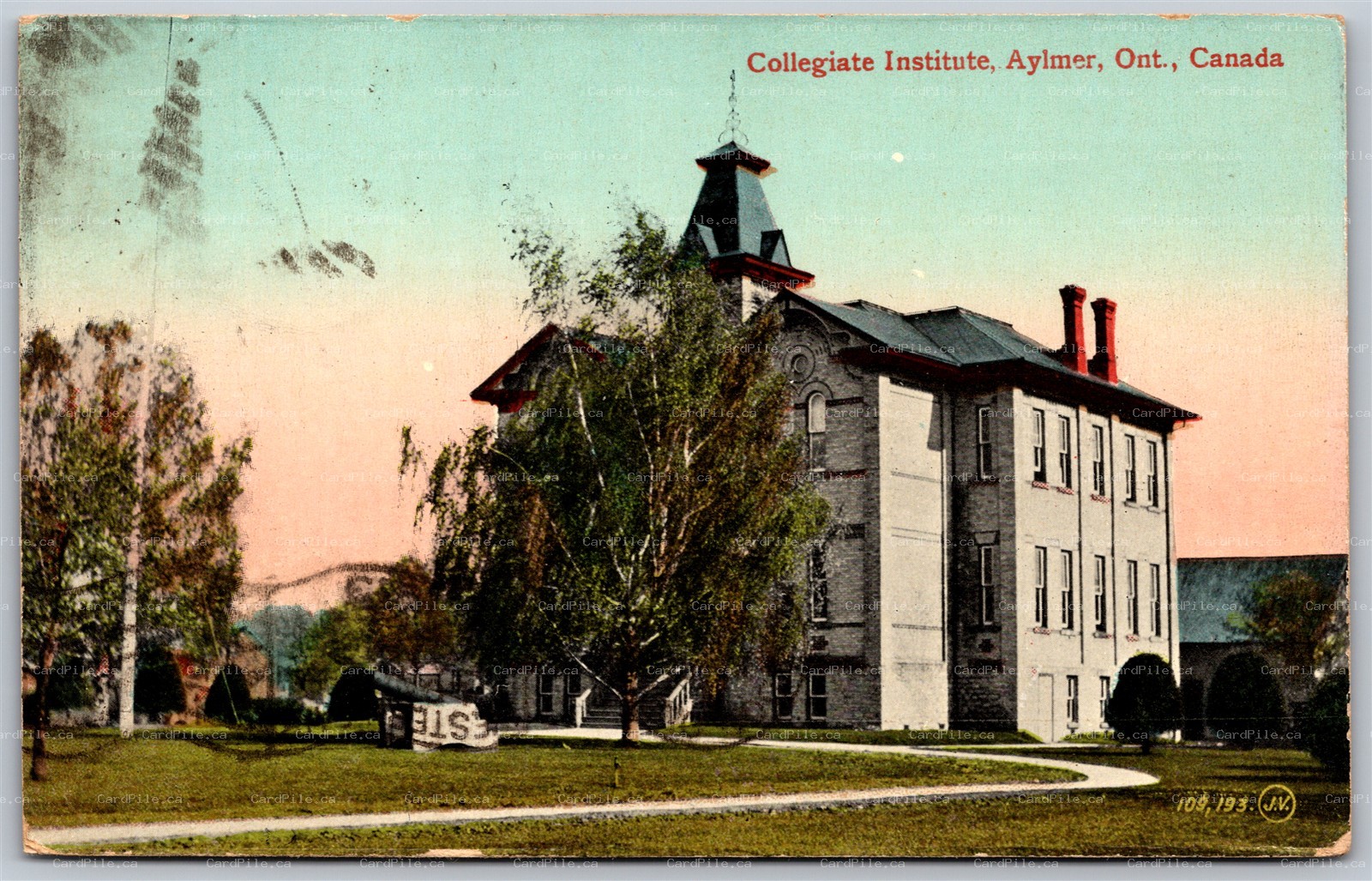 Postcard Aylmer Ontario c1913 Collegiate Institute Elgin County
