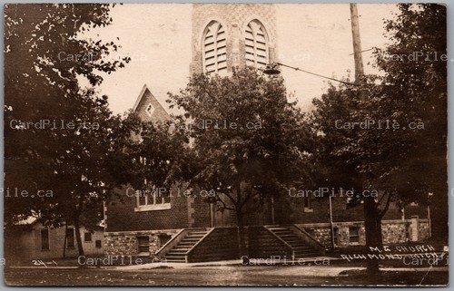 Postcard RPPC c1921 Richmond Michigan M.E. Church to Ontario Canada