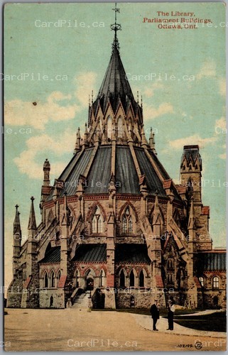 Postcard Ottawa Ontario c1910s The Library Parliament Buildings