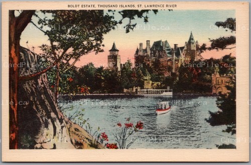 Postcard Thousand Islands New York c1930 Boldt Estate Castle St. Lawrence River