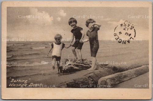 Postcard Wasaga Beach Ontario 1917 Bathing Split Rings Lancer Sask Hector ONT