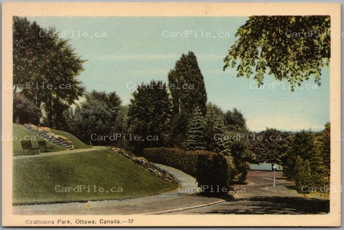 Postcard Ottawa Ontario c1930s Strathcona Park Scenic View Path Trees