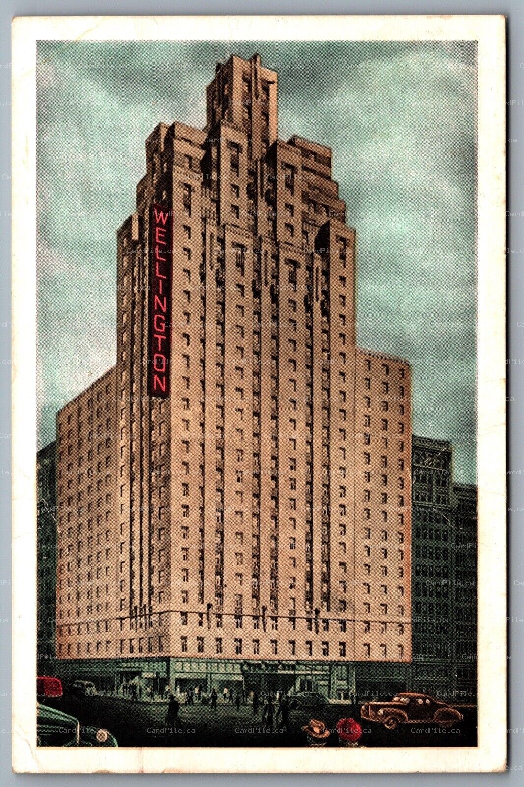 Postcard New York City NY c1940s Hotel Wellington Advertisement Old Cars 7th Ave