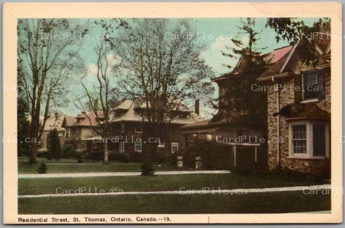 Postcard St. Thomas Ontario c1920s Residential Street Elgin County Homes