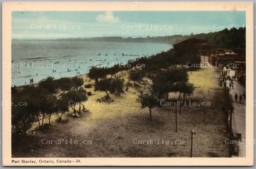 Postcard Port Stanley Ontario c1930s Beach Waterfront Scenic View Elgin County