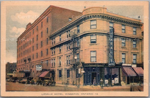 Postcard Kingston Ontario c1930s LaSalle Hotel National Railways Old Cars