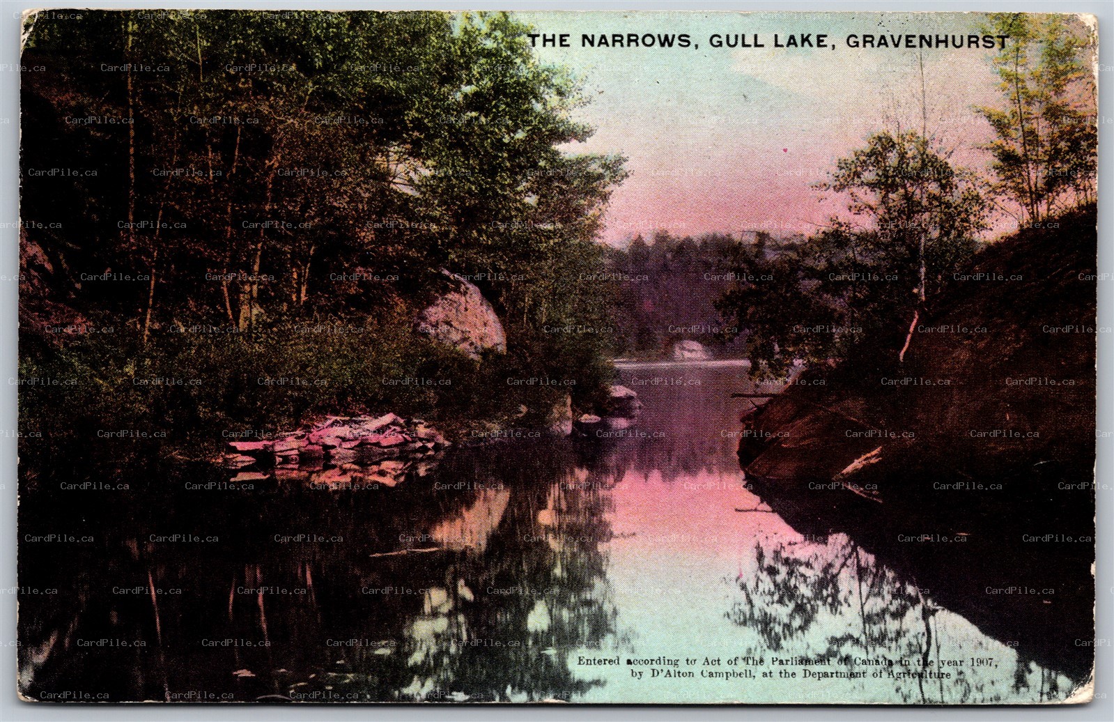 Postcard Gravenhurst Ontario c1914 The Narrows Gull Lake Scenic View Warwick