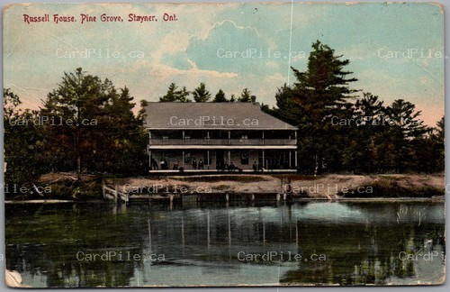 Postcard Stayner Ontario 1911 Russell House Pine Grove Simcoe County *as is*