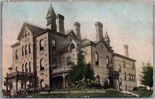 Postcard Brantford Ontario 1906 John Stratford Hospital to Isle of Wight England