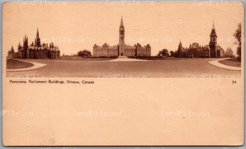 Postcard Ottawa Ontario c1930s Panorama Parliament Buildings 2c Postal Card