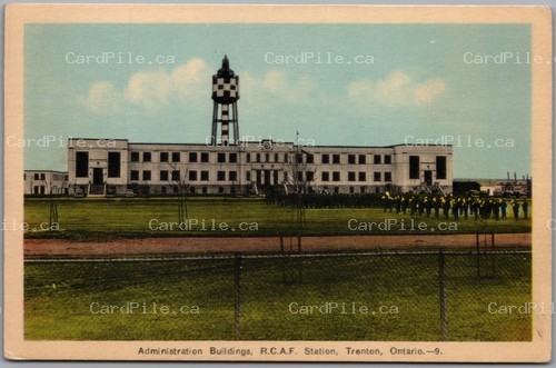 Postcard Trenton Ontario c1940s Administration Buildings RCAF Station Air Force