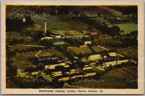Postcard London Ontario c1930s Westminster Hospital Aerial View