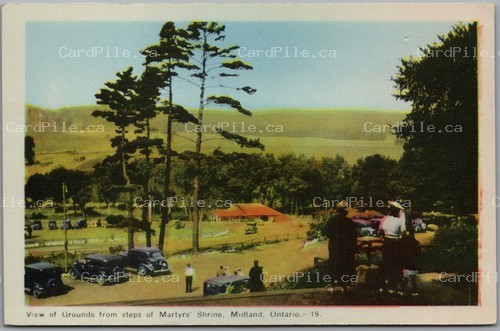 Postcard Midland Ontario c1930s View of Grounds from Steps of Martyrs Shrine